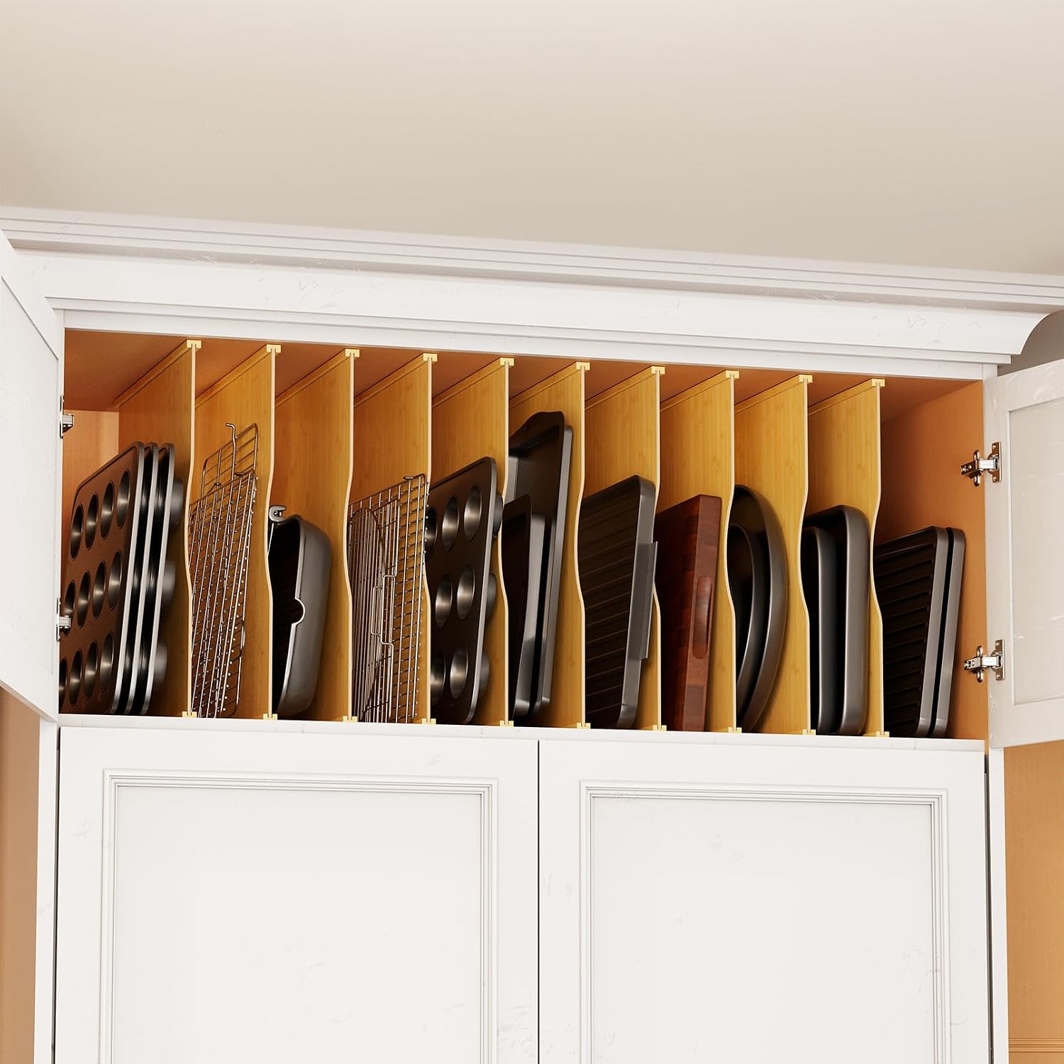 Kitchen Baking Sheet Organizer - Набор из 10 бамбуковых разделителей для